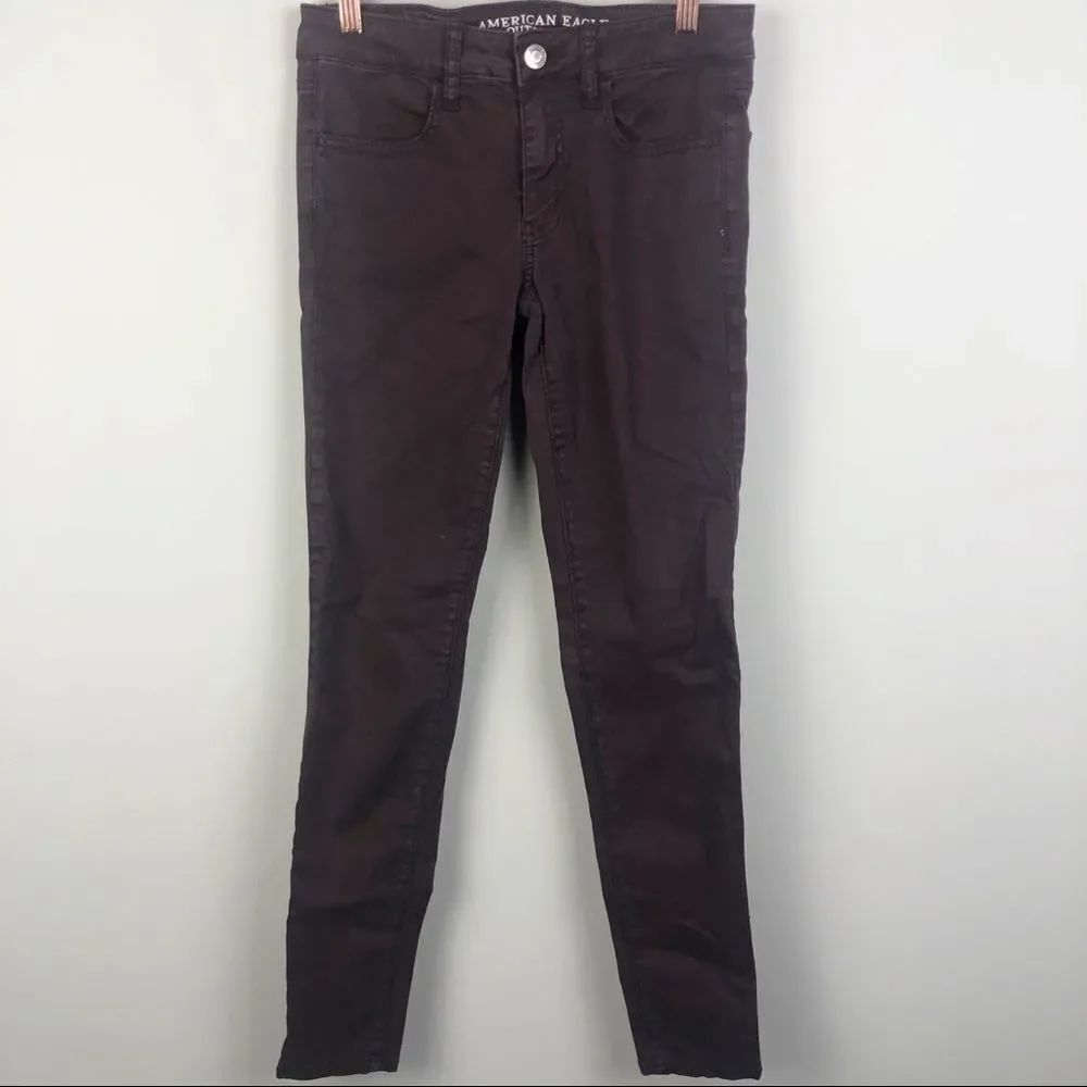 AMERICAN EAGLE | Sateen Jeggings Burgundy Size 6